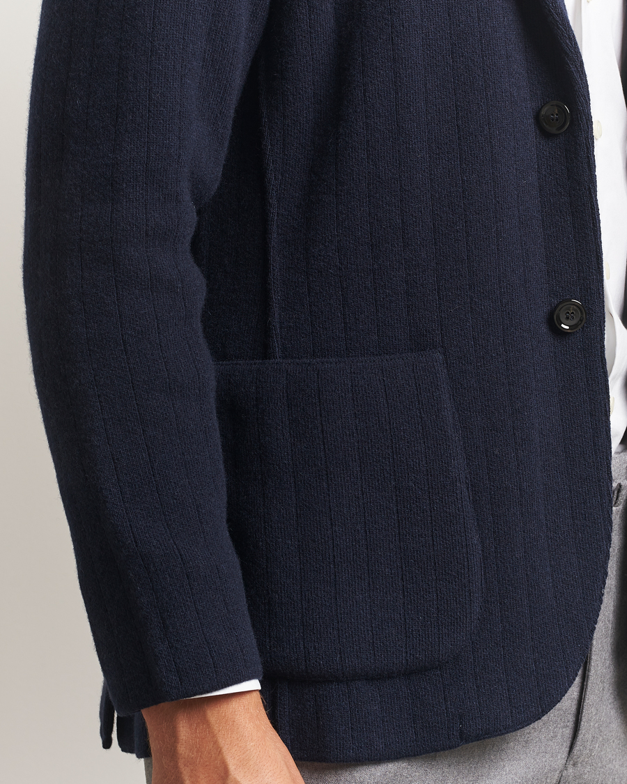 Men | Blazers | Lardini | Wool/Cashmere Knitted Blazer Navy