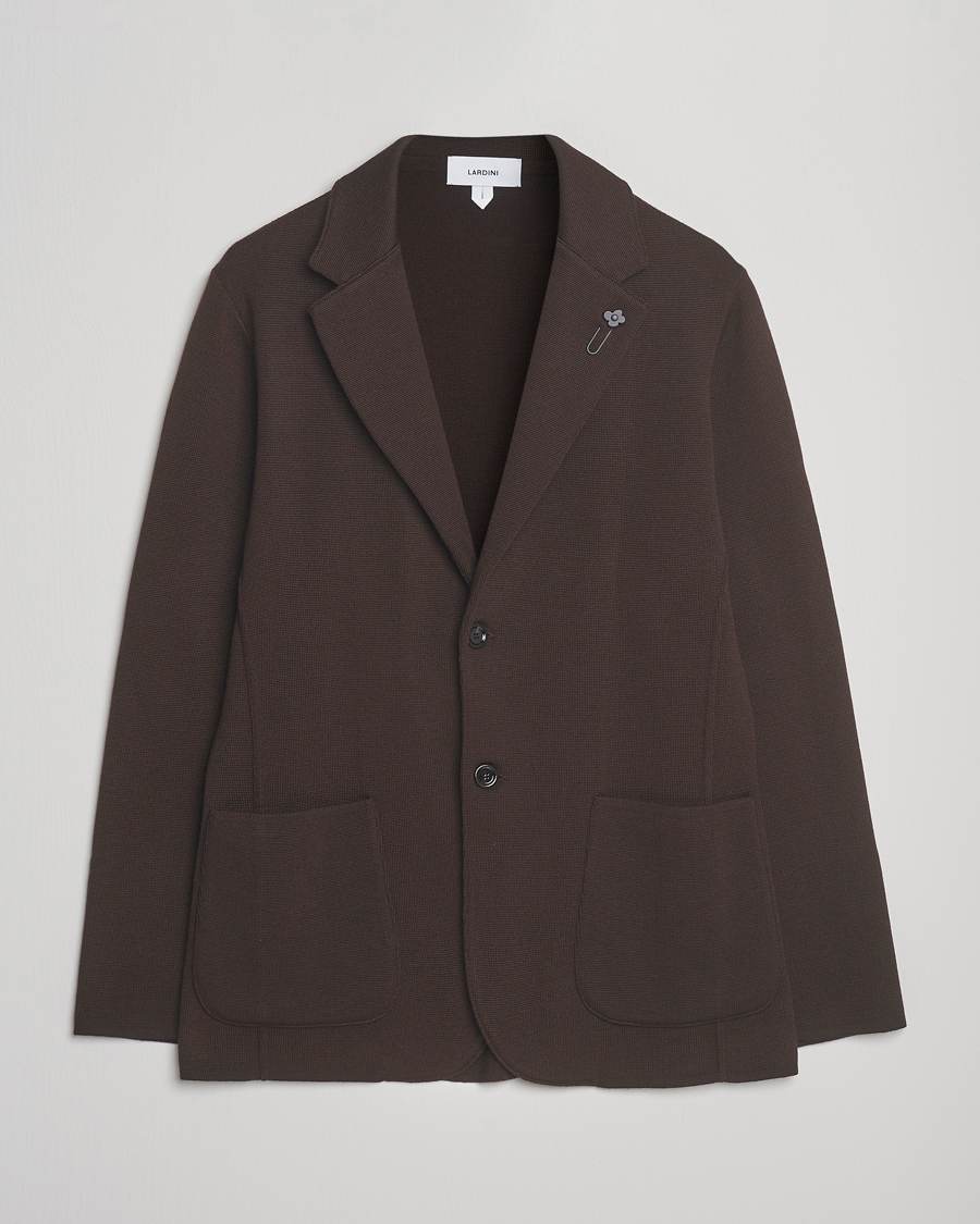 Men | Blazers | Lardini | Knitted Wool Blazer Dark Brown