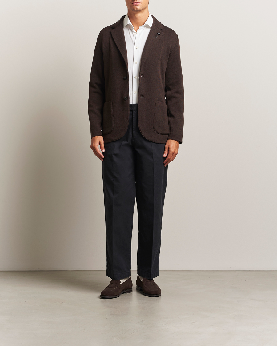 Men | Blazers | Lardini | Knitted Wool Blazer Dark Brown