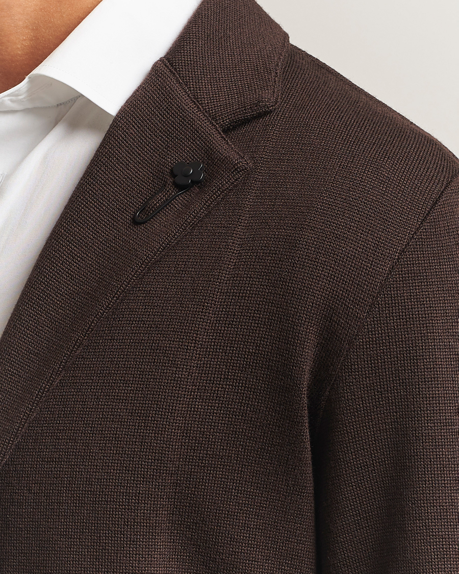 Men | Blazers | Lardini | Knitted Wool Blazer Dark Brown