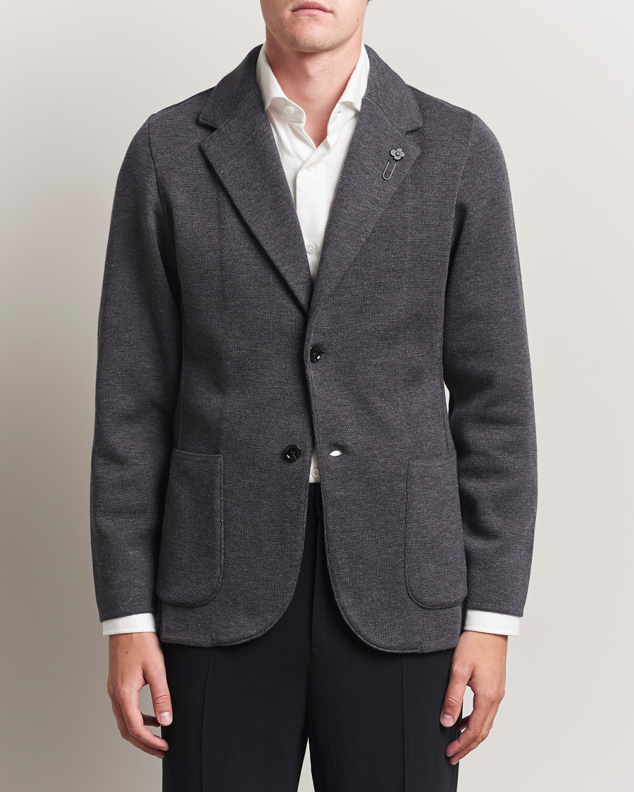 Men | Blazers | Lardini | Knitted Wool Blazer Dark Grey