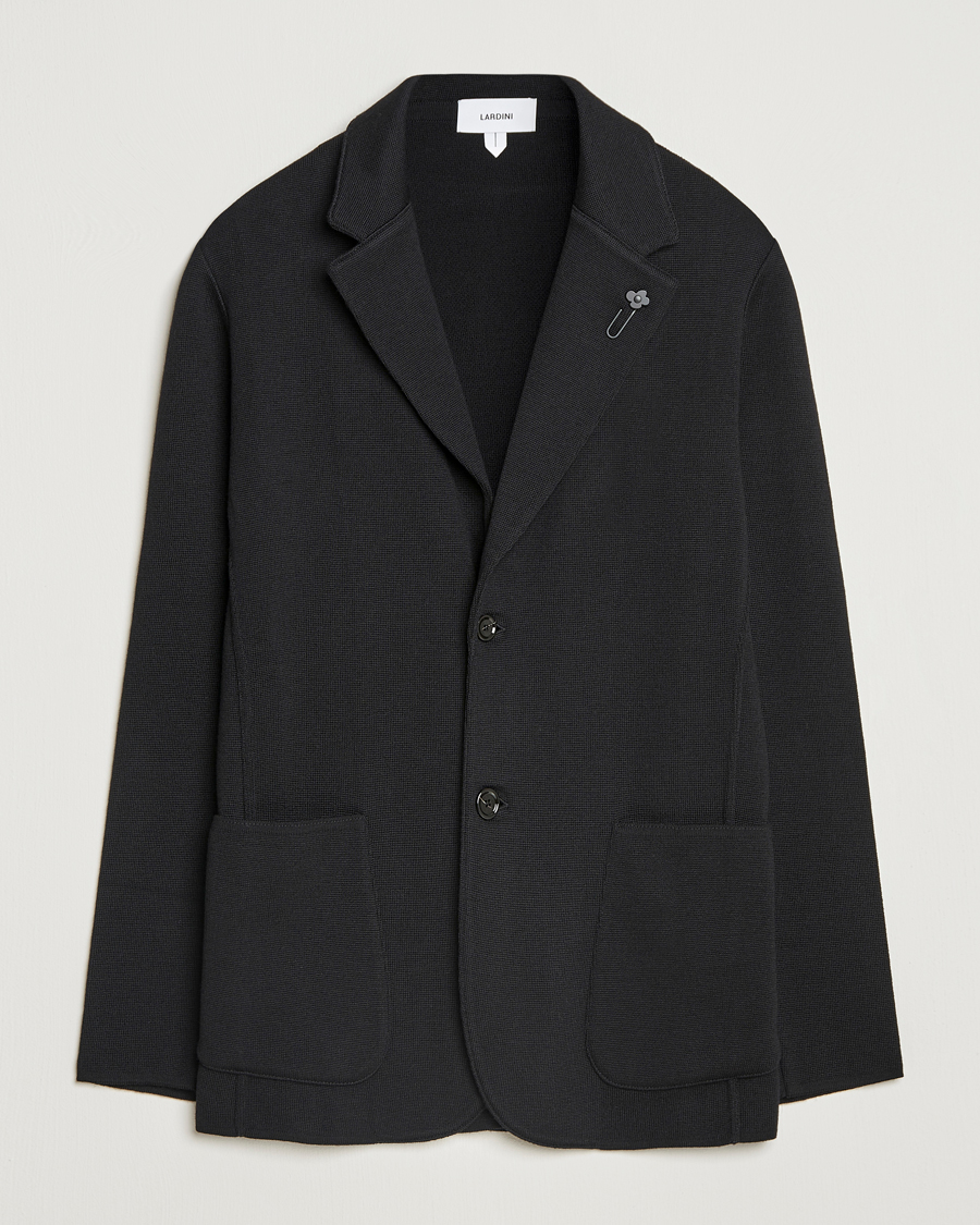 Men | Blazers | Lardini | Knitted Wool Blazer Black