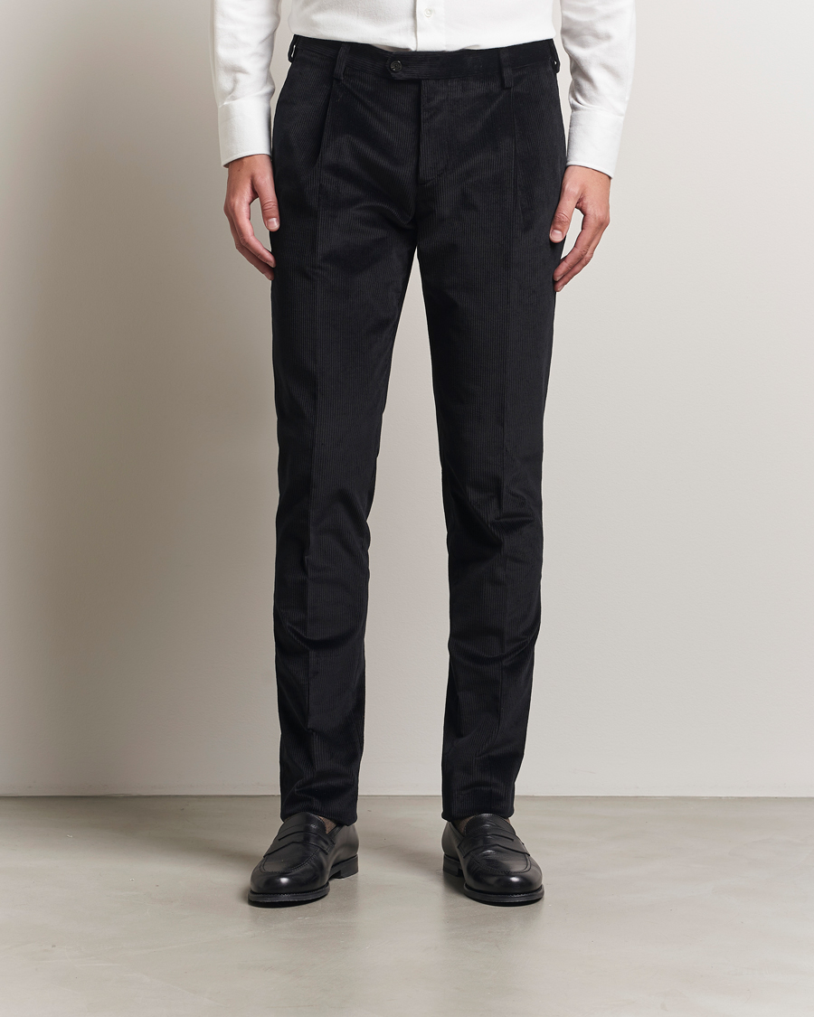 Men | Trousers | Lardini | Cotton Corduroy Trousers Black