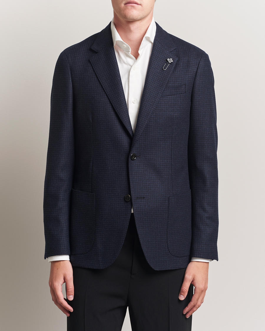 Men | Blazers | Lardini | Checked Wool Blazer Navy