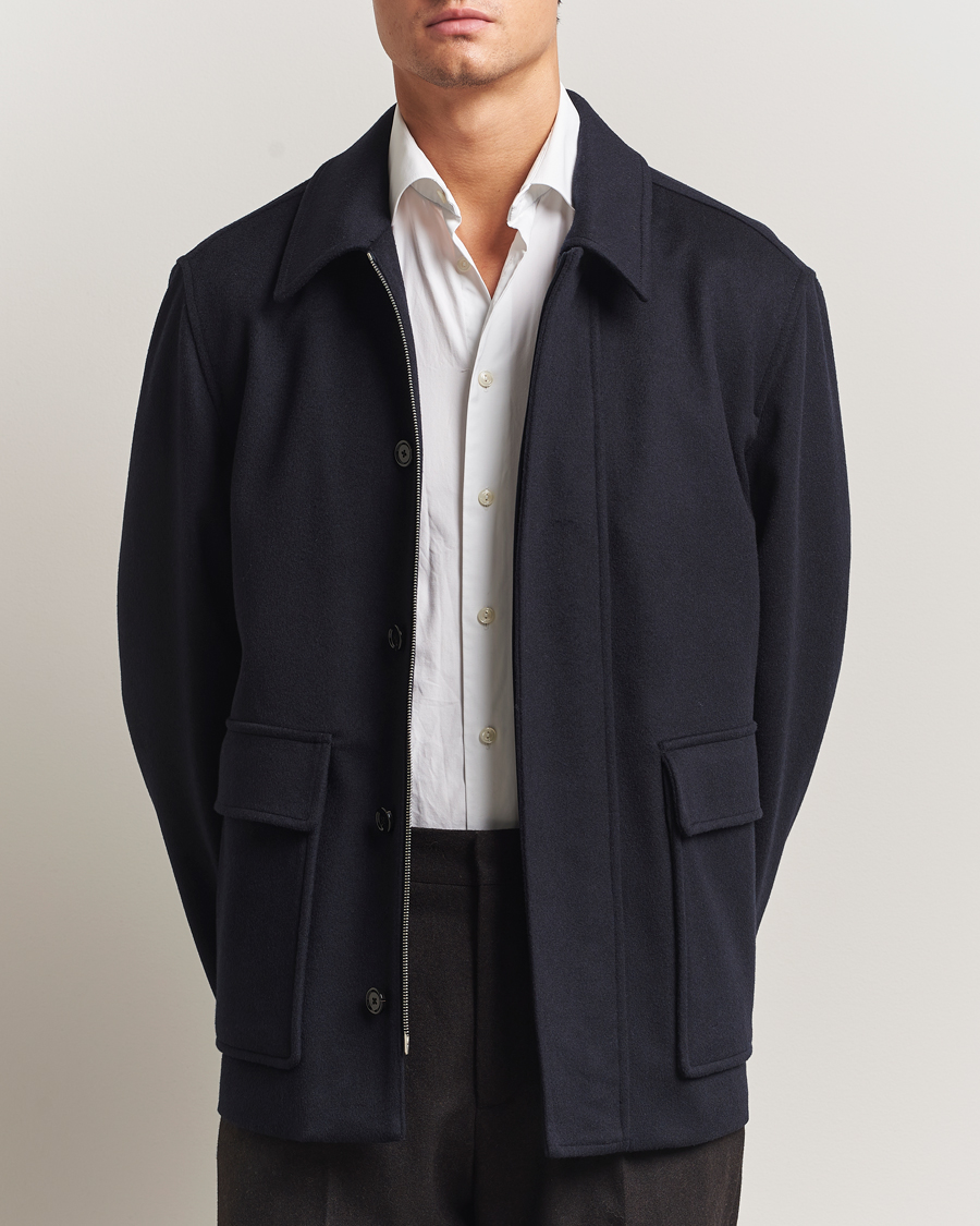 Men | Coats & Jackets | Lardini | Loro Piana Wool Shirt Jacket Navy