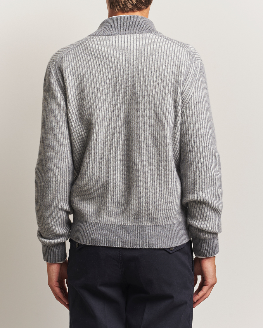 Men | Sweaters & Knitwear | Lardini | Wool/Cashmere Knitted Full Zip Grey