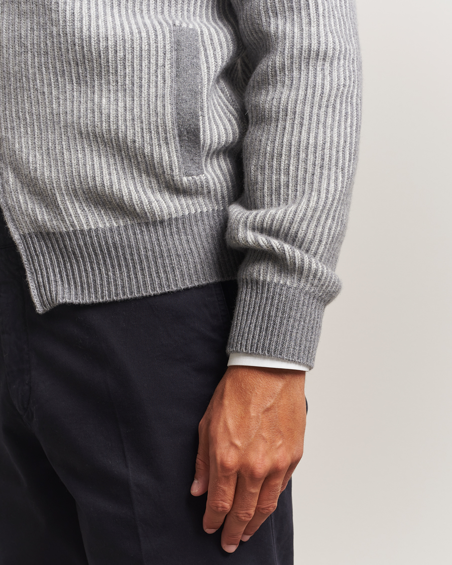 Men | Sweaters & Knitwear | Lardini | Wool/Cashmere Knitted Full Zip Grey