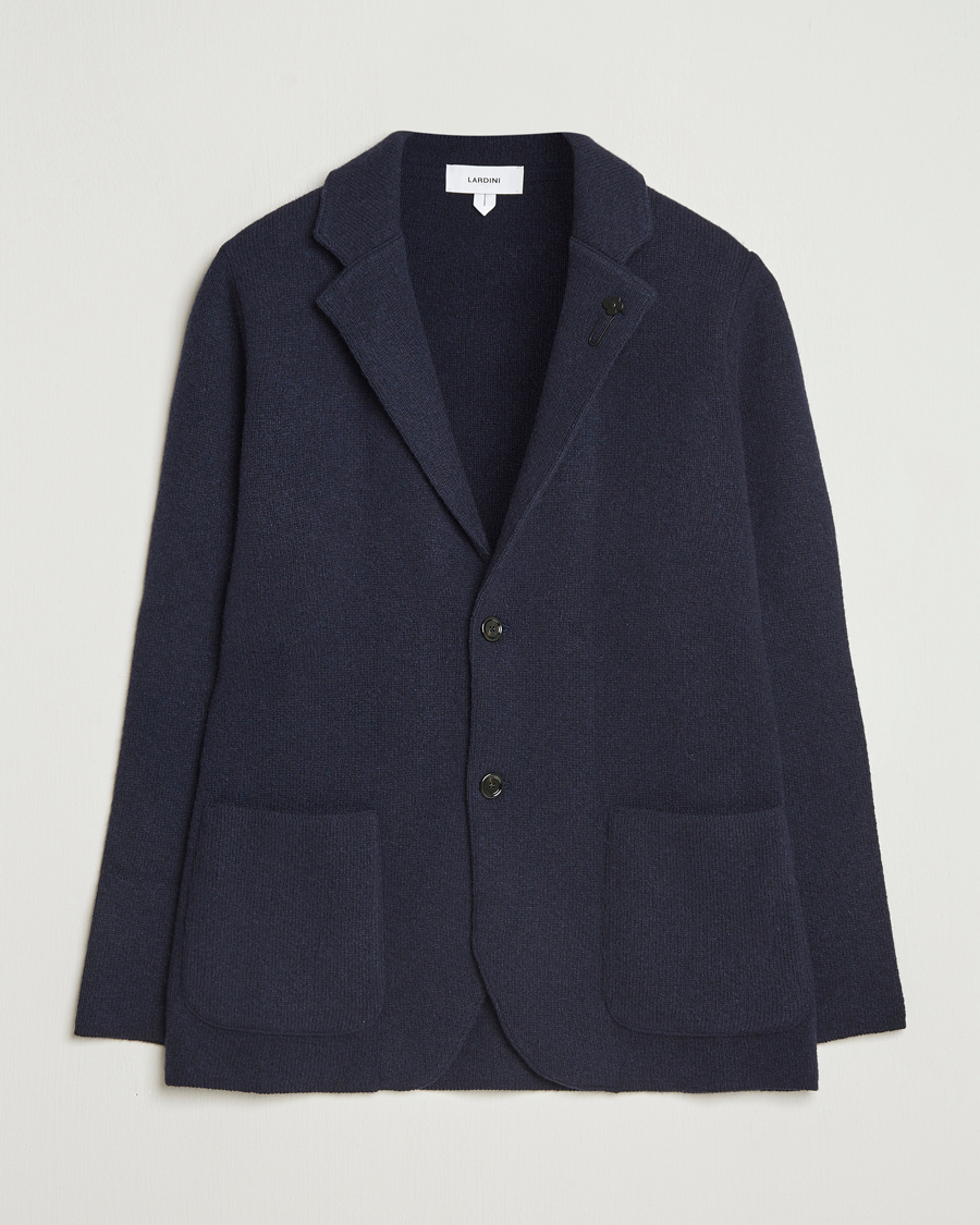 Men | Blazers | Lardini | Recycled Cashmere Knitted Blazer Navy