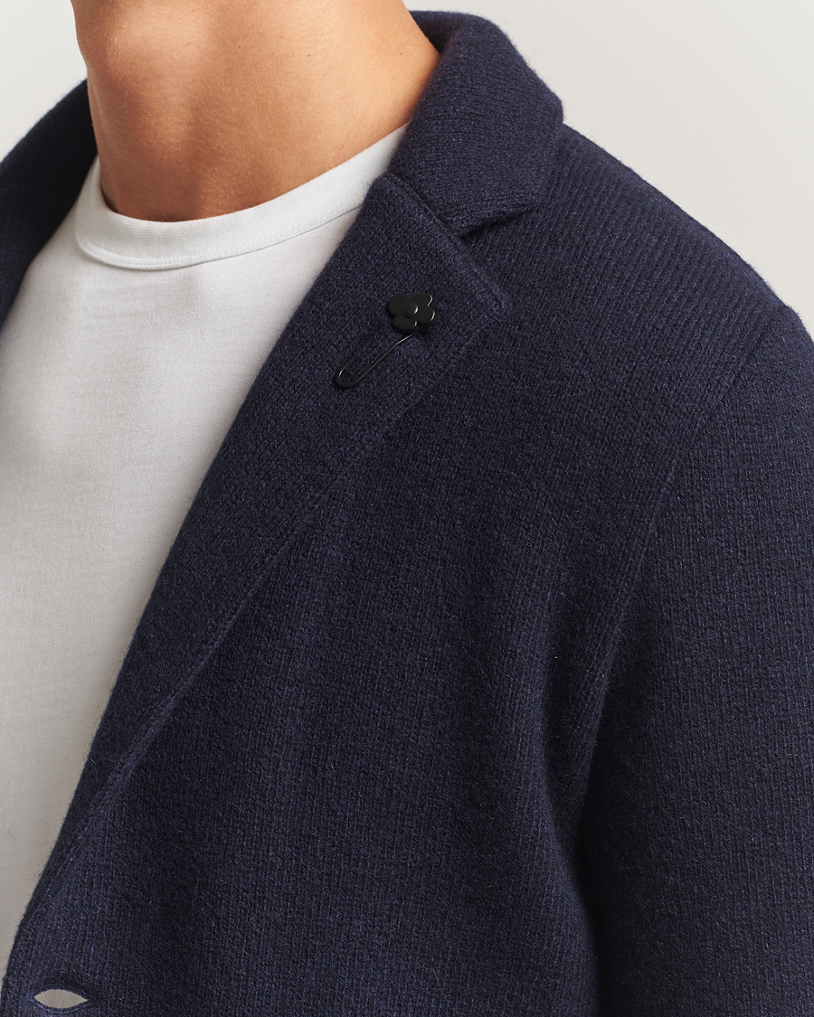 Men | Blazers | Lardini | Recycled Cashmere Knitted Blazer Navy