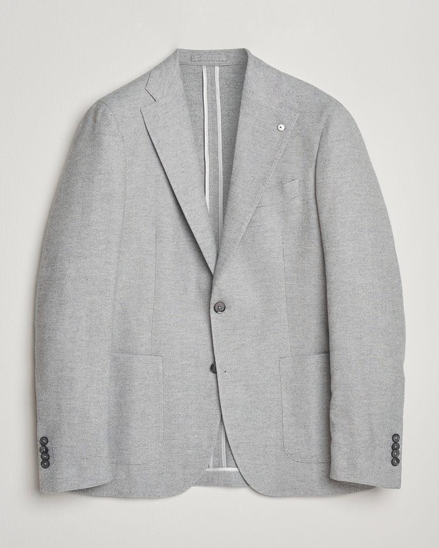 Men | Blazers | L.B.M. 1911 | Jack Herringbone Cotton Blazer Light Grey