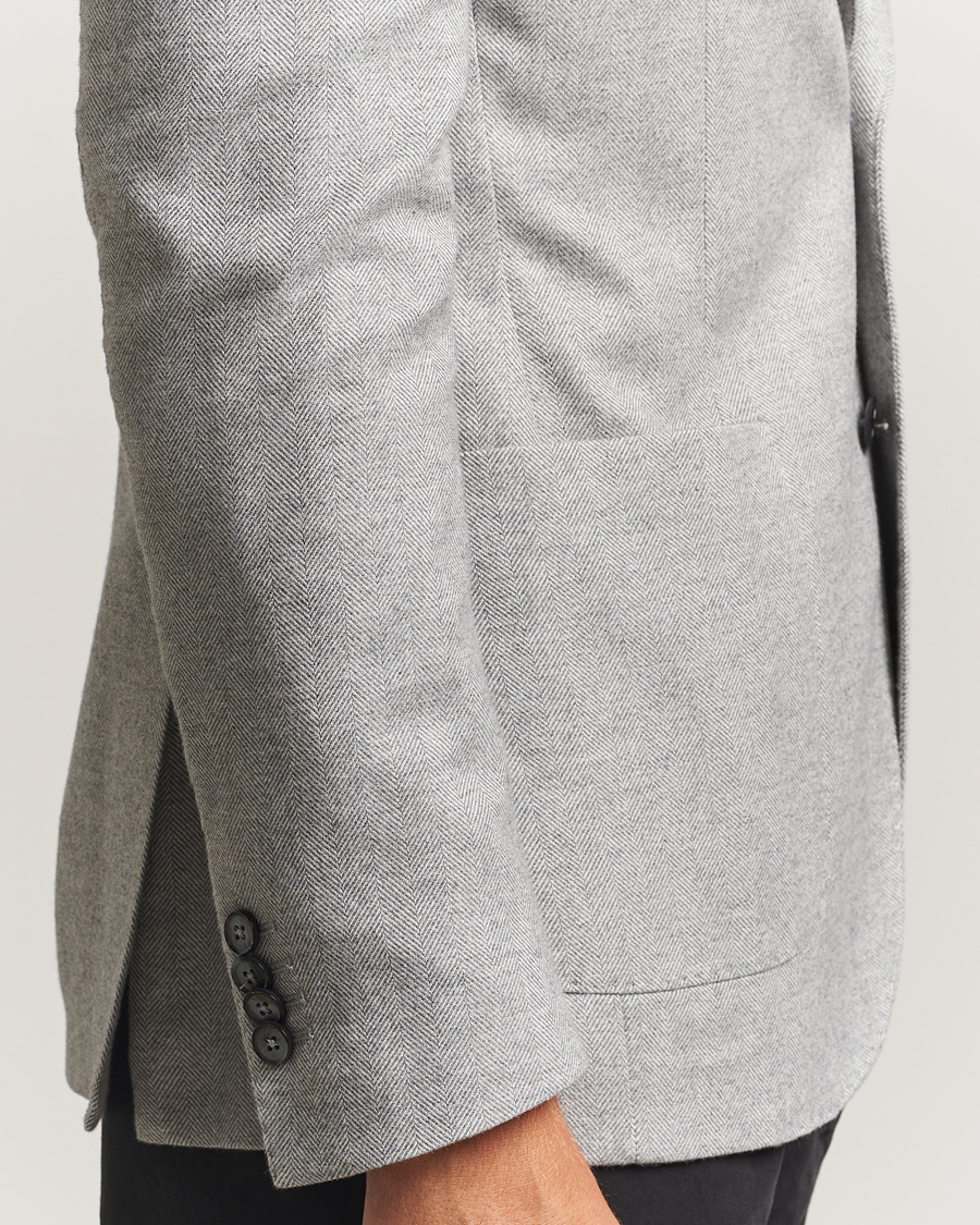 Men | Blazers | L.B.M. 1911 | Jack Herringbone Cotton Blazer Light Grey