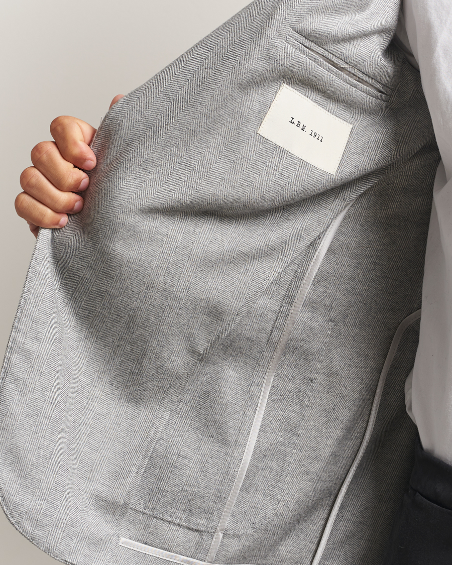 Men | Blazers | L.B.M. 1911 | Jack Herringbone Cotton Blazer Light Grey