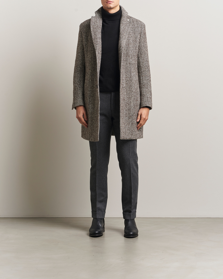 L.B.M. 1911 Structure Wool Coat Brown at CareOfCarl.com