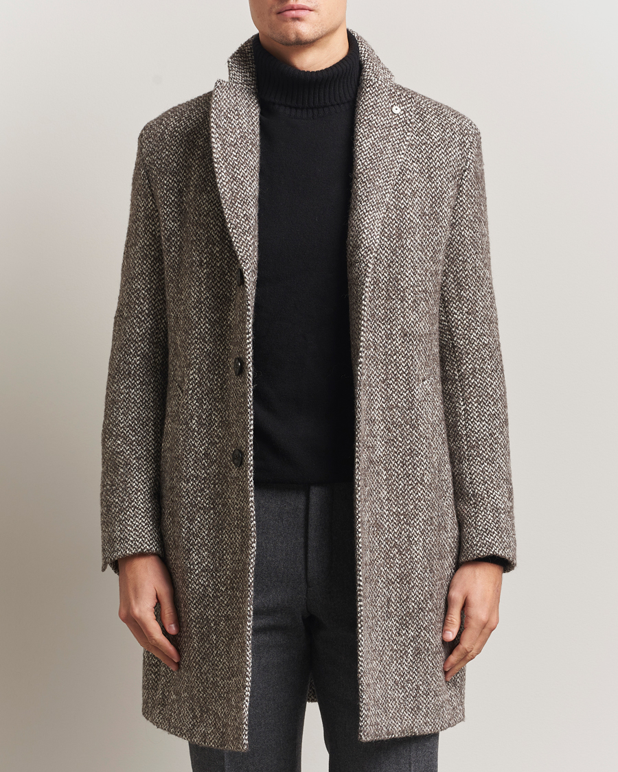 Men | Coats & Jackets | L.B.M. 1911 | Structure Wool Coat Brown