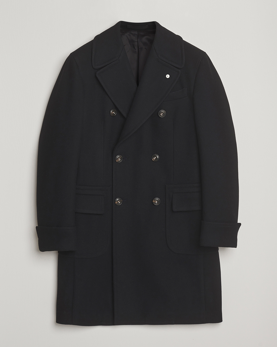 Men | Coats & Jackets | L.B.M. 1911 | Double Breasted Wool/Cashmere Coat Black