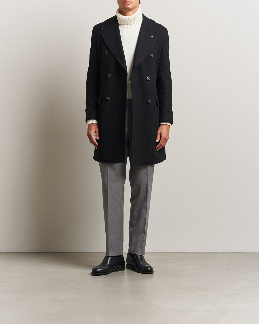 Men | Coats & Jackets | L.B.M. 1911 | Double Breasted Wool/Cashmere Coat Black