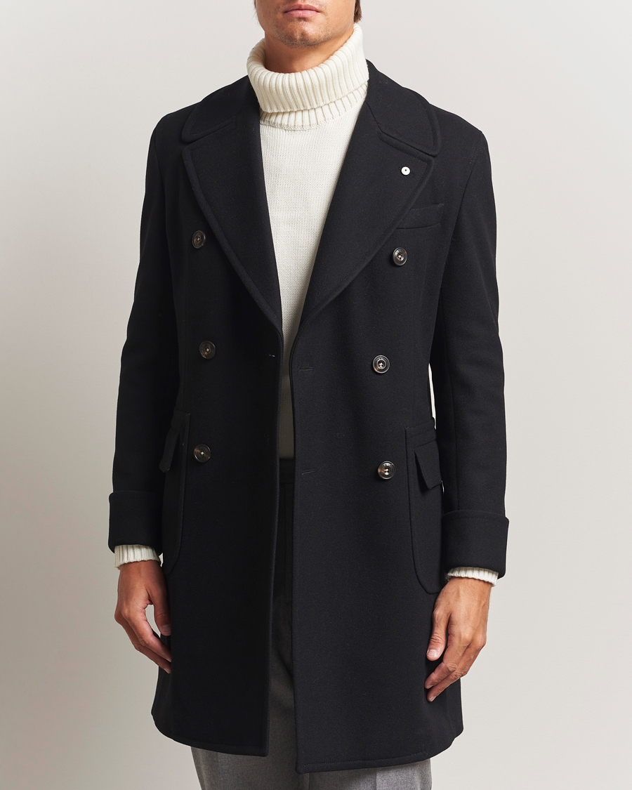 Men | Coats & Jackets | L.B.M. 1911 | Double Breasted Wool/Cashmere Coat Black