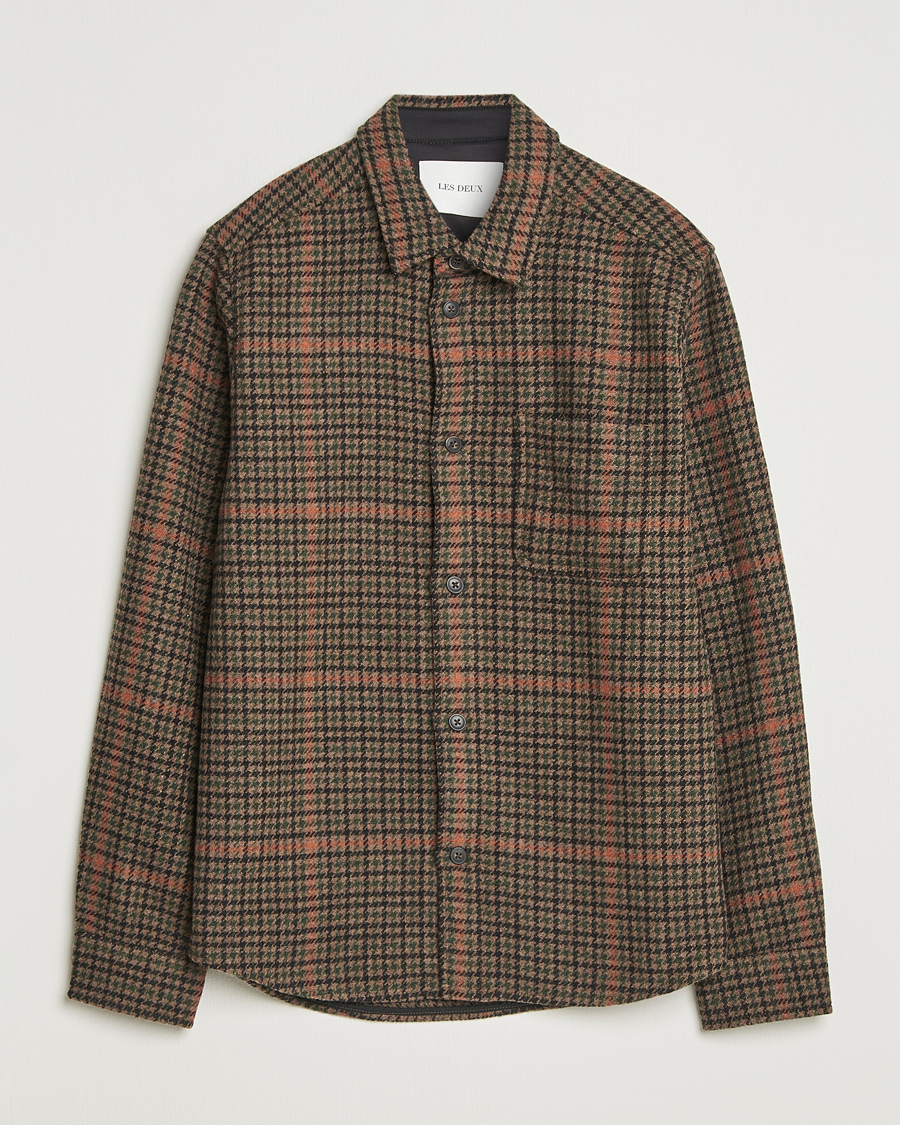 Men | Shirts | LES DEUX | Kody Houndstooth Wool Overshirt Brown