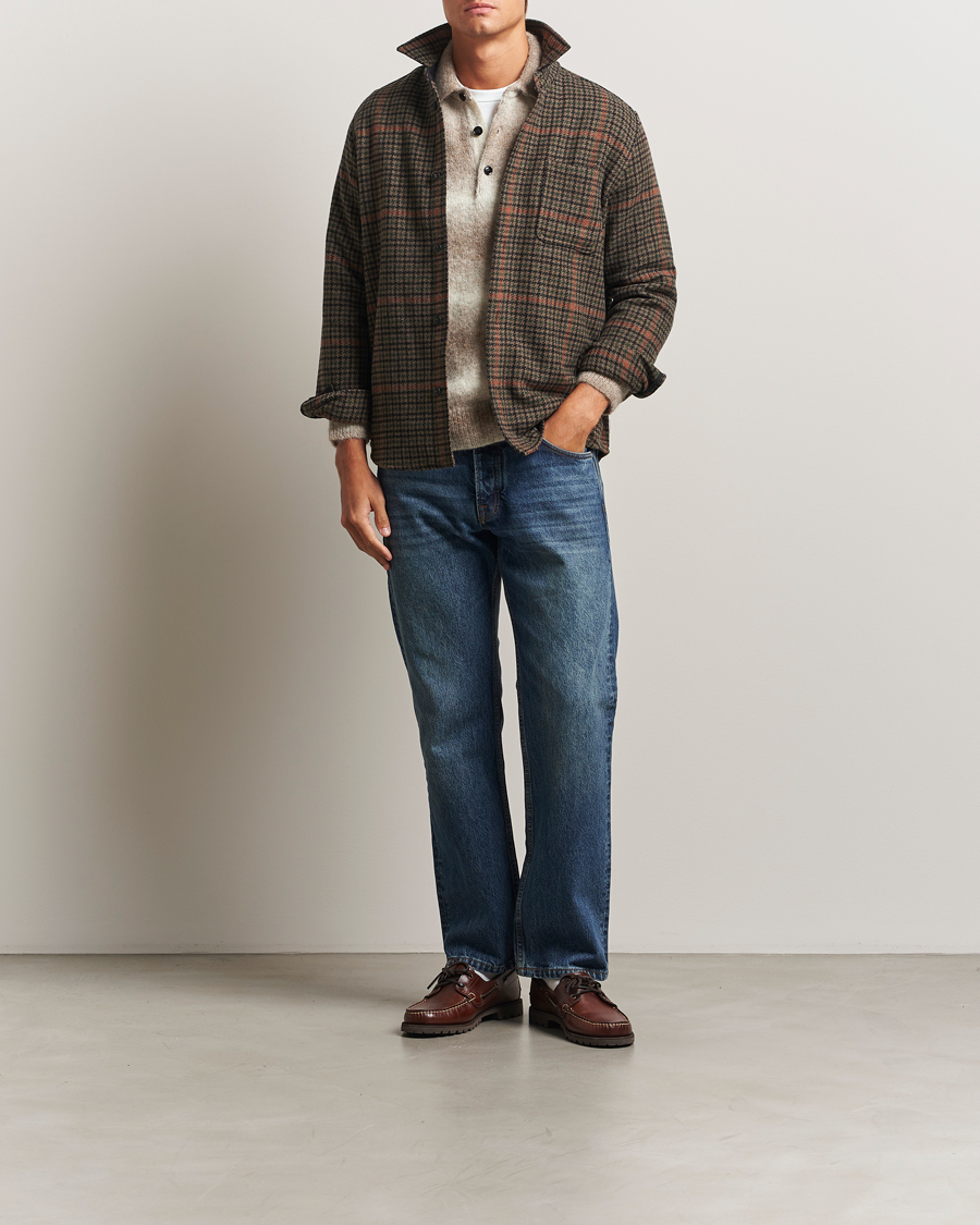 Men | Shirts | LES DEUX | Kody Houndstooth Wool Overshirt Brown