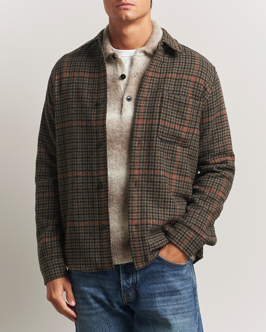 Men | Shirts | LES DEUX | Kody Houndstooth Wool Overshirt Brown