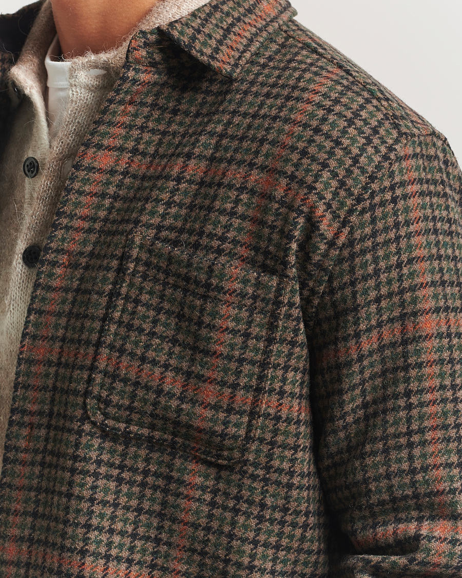 Men | Shirts | LES DEUX | Kody Houndstooth Wool Overshirt Brown
