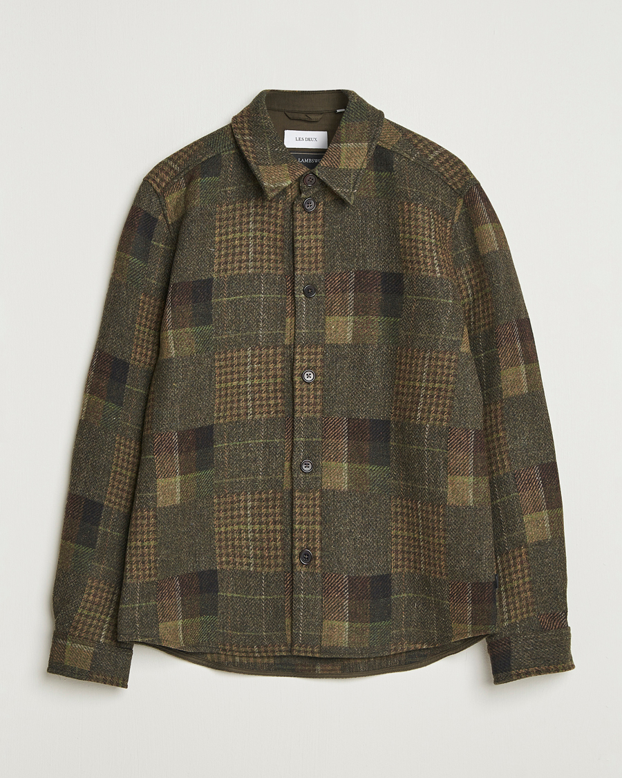 Men | Shirts | LES DEUX | Kody Patchwork Wool Overshirt Green