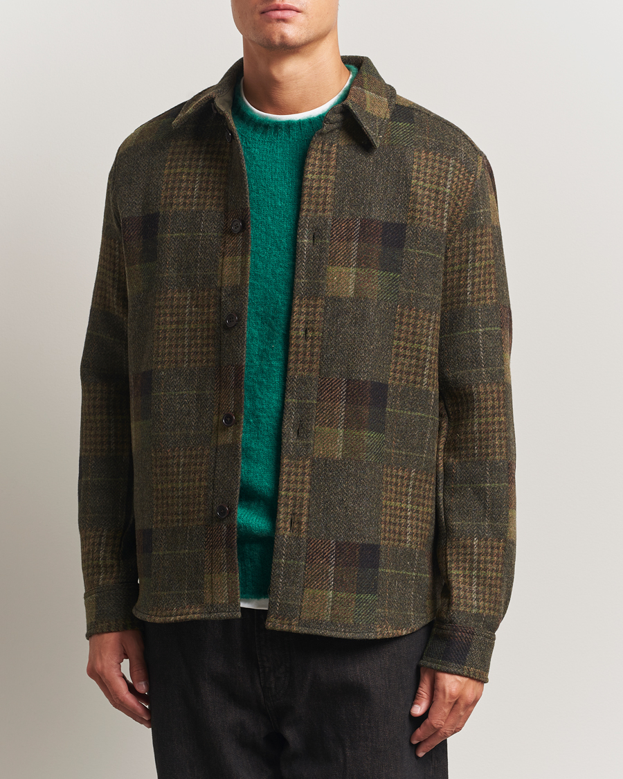 Men | Shirts | LES DEUX | Kody Patchwork Wool Overshirt Green