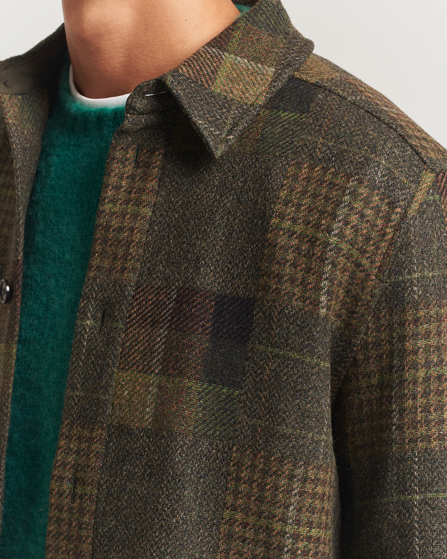 Men | Shirts | LES DEUX | Kody Patchwork Wool Overshirt Green