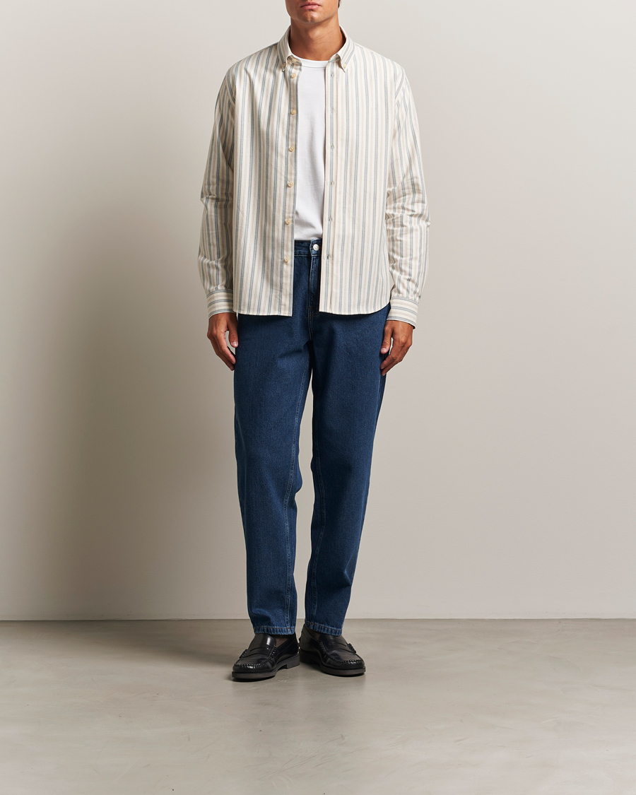 Men | Shirts | LES DEUX | Konrad Striped Oxford Shirt Light Ivory