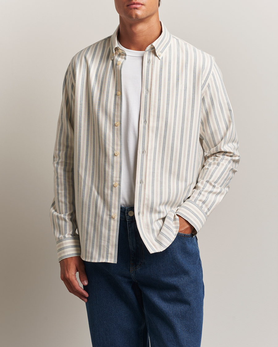 Men | Shirts | LES DEUX | Konrad Striped Oxford Shirt Light Ivory