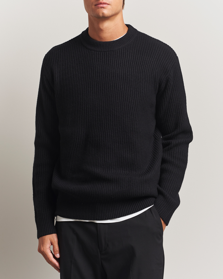 Men | Sweaters & Knitwear | LES DEUX | Eddie Wool Rib Crewneck Black