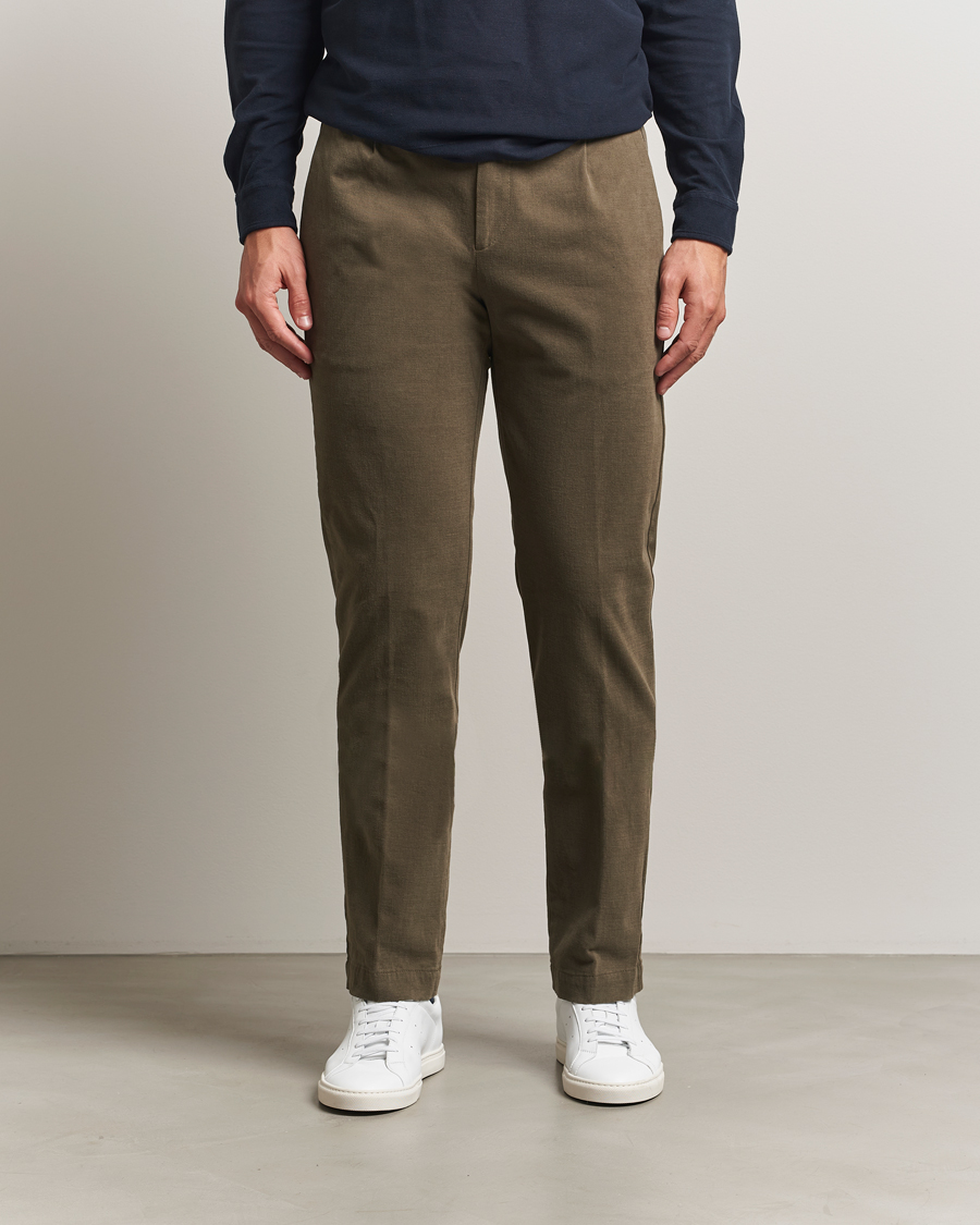 Men | Trousers | Massimo Alba | Ionio Pleated Moleskine Trousers Military