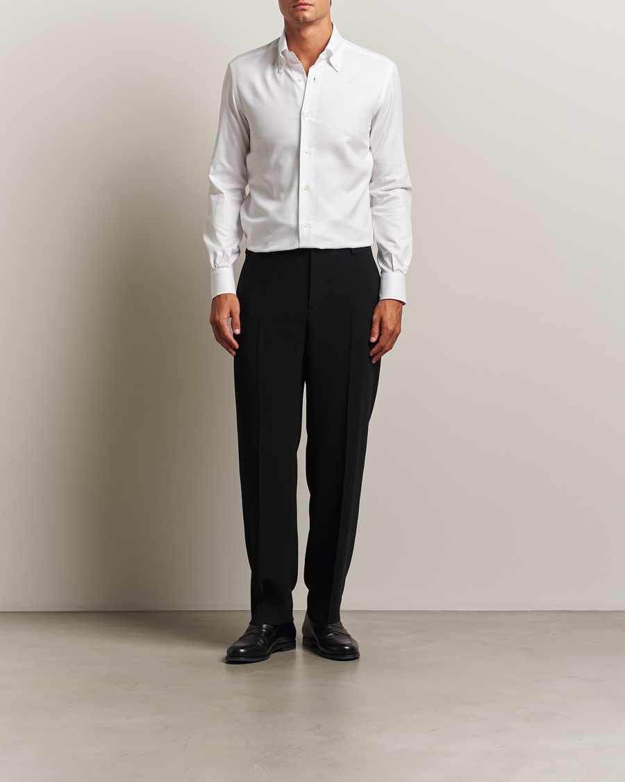 Men | Shirts | Mazzarelli | Soft Cotton Twill Button Down Shirt White