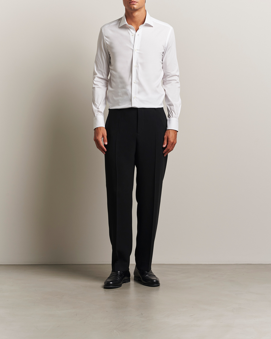 Men | Shirts | Mazzarelli | Soft Cotton/Stretch Cut Away Shirt White