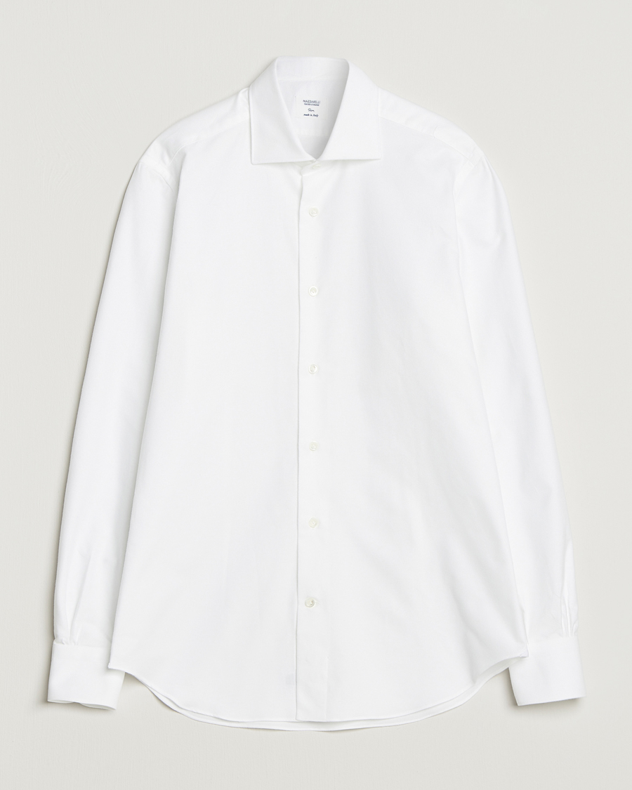 Men | Shirts | Mazzarelli | Soft Flannel Cut Away Shirt White