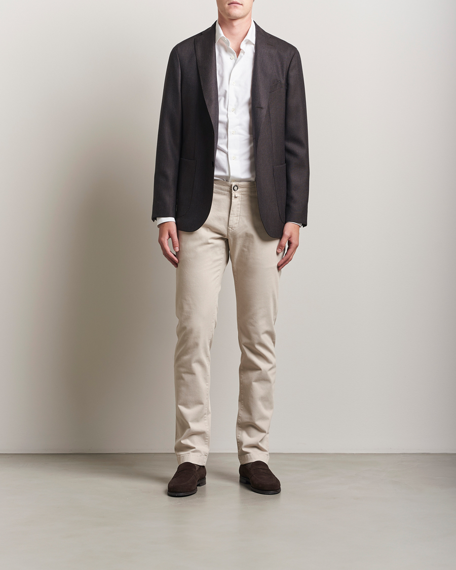 Men | Shirts | Mazzarelli | Soft Flannel Cut Away Shirt White