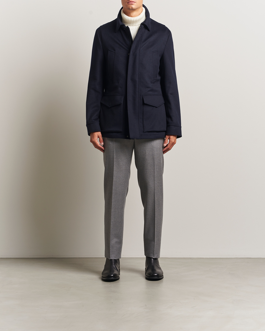 Men | Coats & Jackets | Oscar Jacobson | Traveler Wool Jacket Navy
