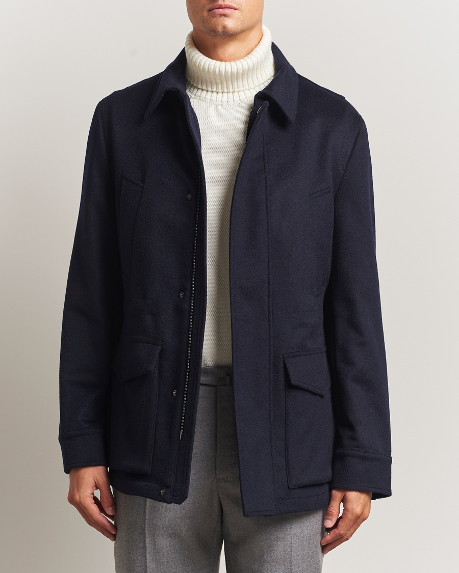 Men | Coats & Jackets | Oscar Jacobson | Traveler Wool Jacket Navy