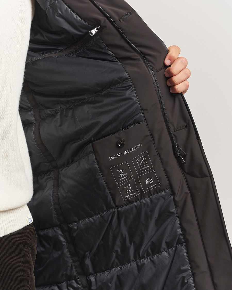 Men | Coats & Jackets | Oscar Jacobson | Padded Raglan Nylon Coat Brown