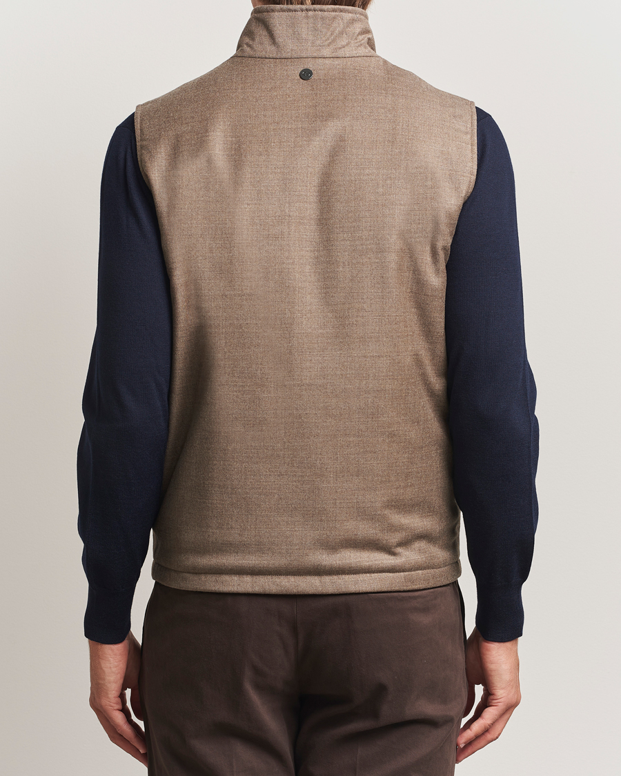 Men | Gilets | Oscar Jacobson | Nylon/Wool Reversible Vest Brown