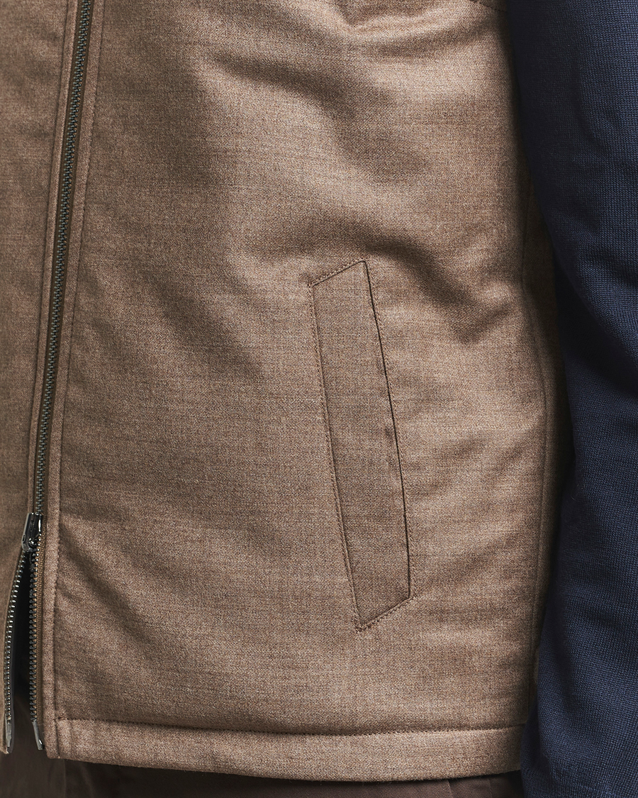 Men | Gilets | Oscar Jacobson | Nylon/Wool Reversible Vest Brown
