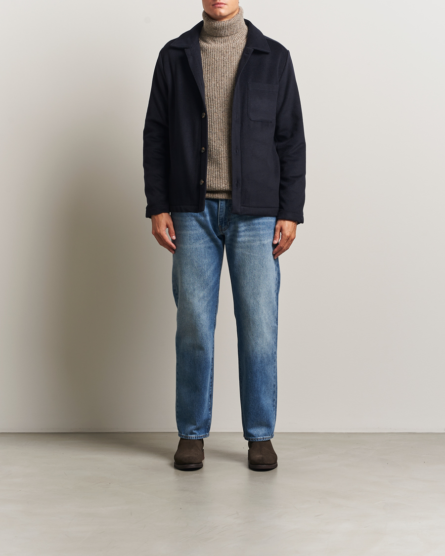 Men | Coats & Jackets | Oscar Jacobson | Maddan Wool/Cashmere Shirt Jacket Navy