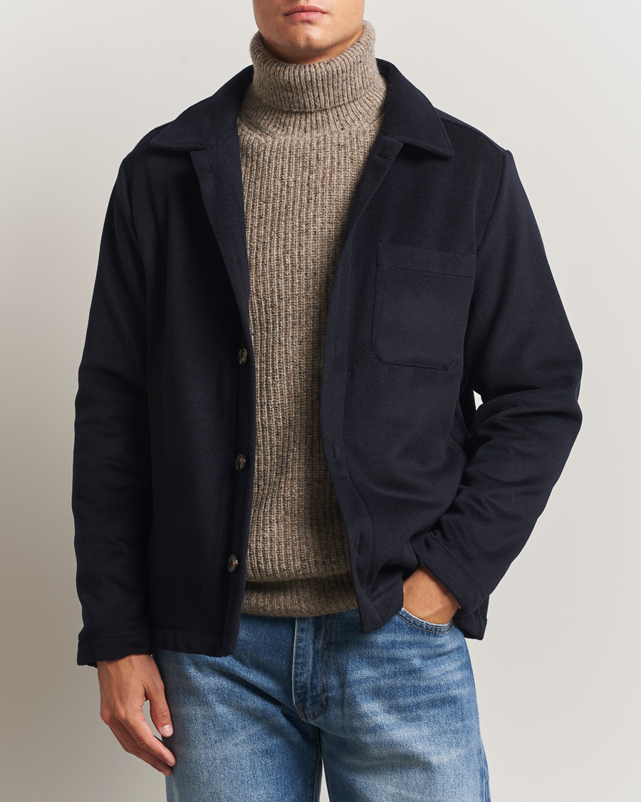 Men | Coats & Jackets | Oscar Jacobson | Maddan Wool/Cashmere Shirt Jacket Navy