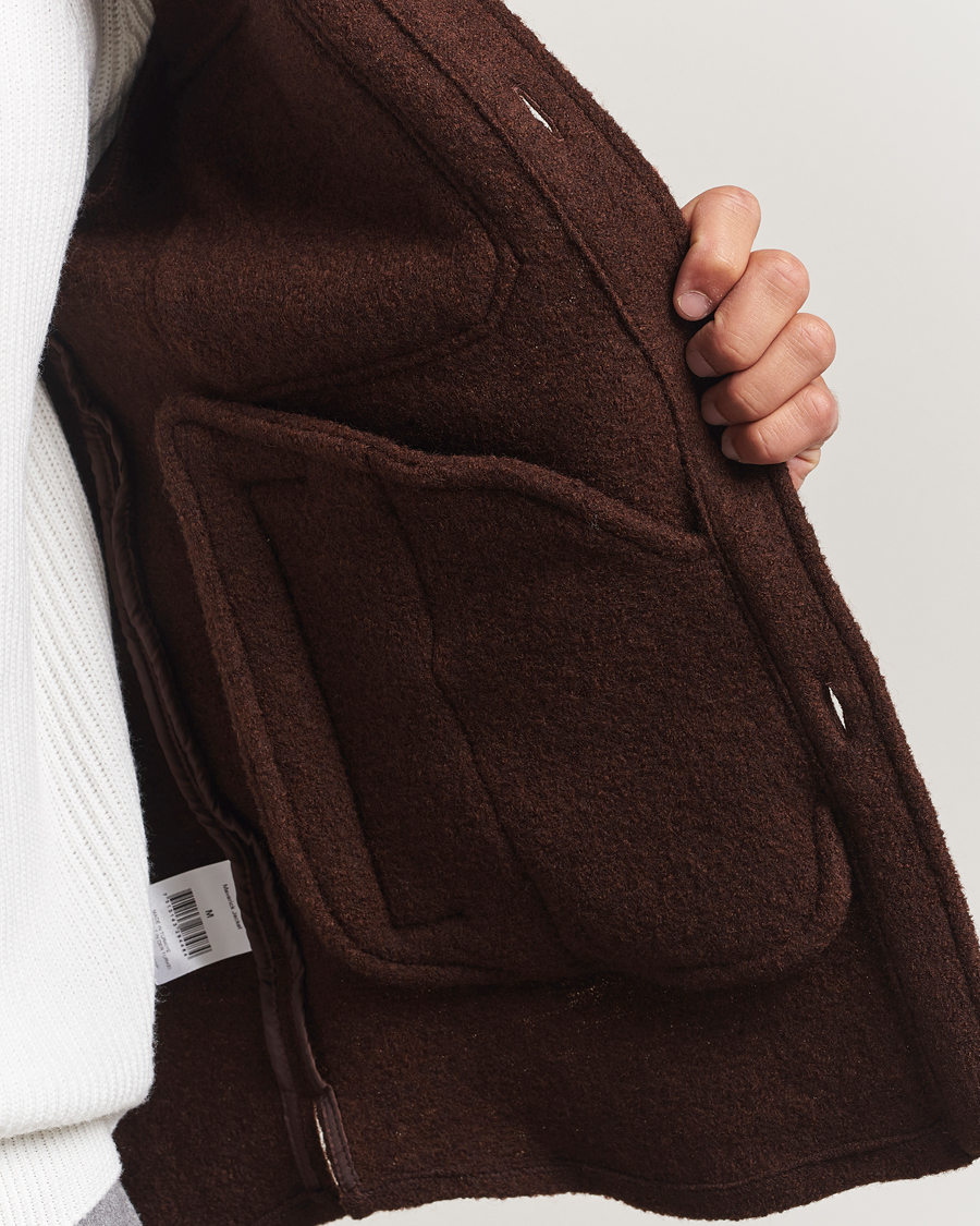 Men | Coats & Jackets | Oscar Jacobson | Maverick Boiled Wool Shirt Jacket Brown