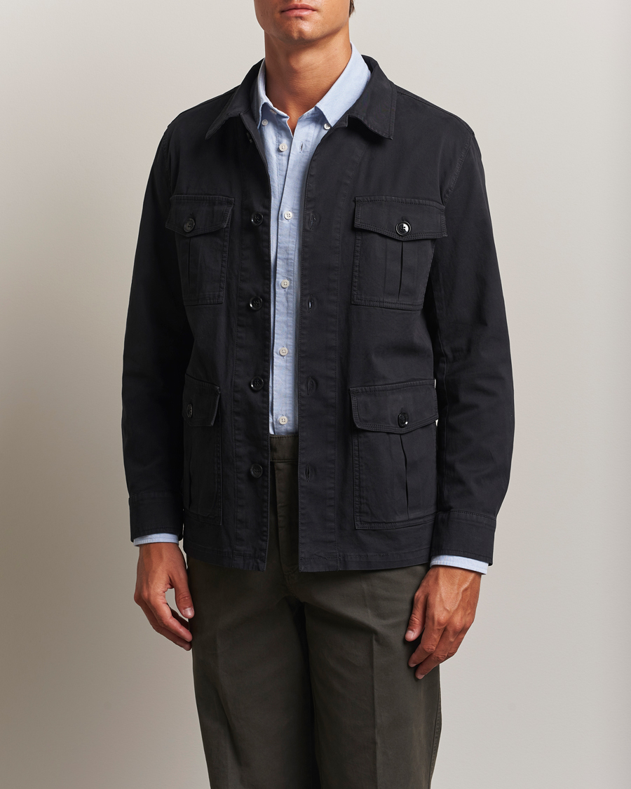 Men | Shirts | Oscar Jacobson | Safari Shirt Jacket Black