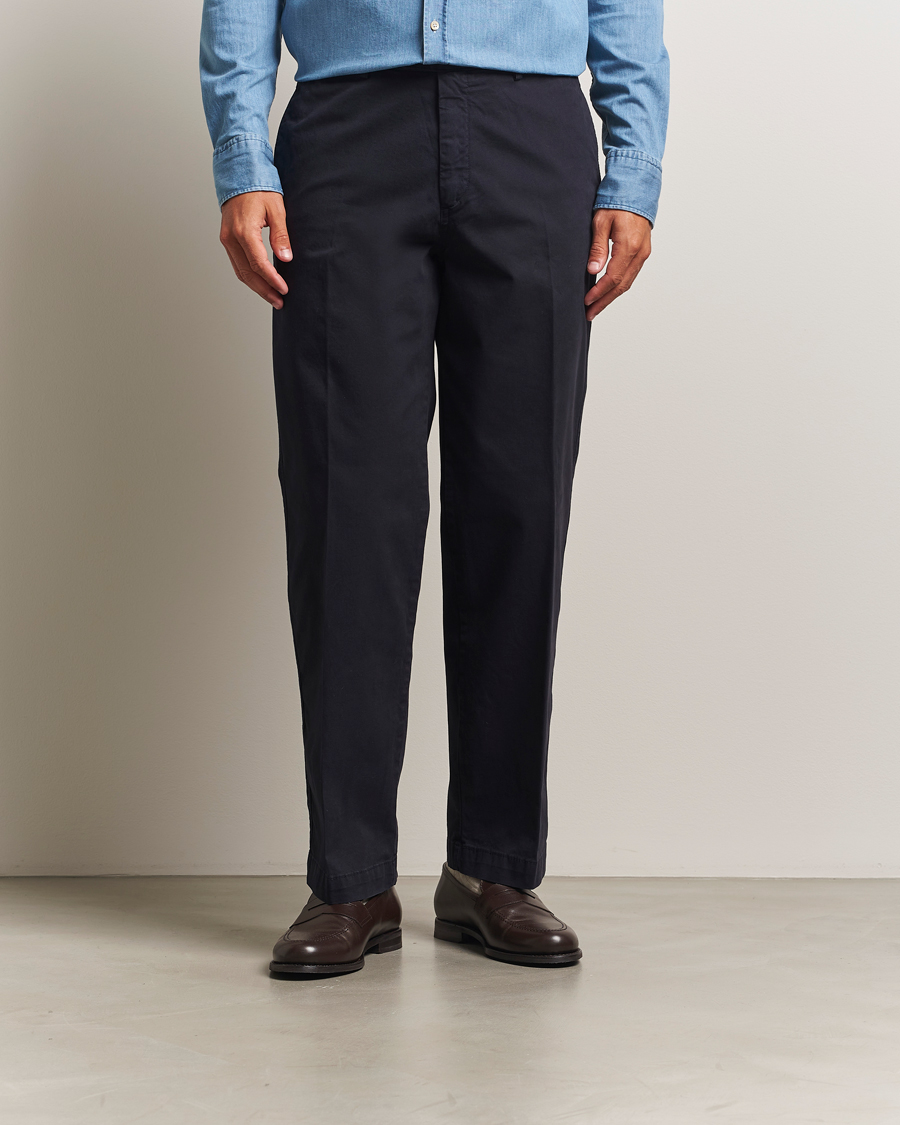 Men | Trousers | Oscar Jacobson | Tanker Cotton Trousers Navy