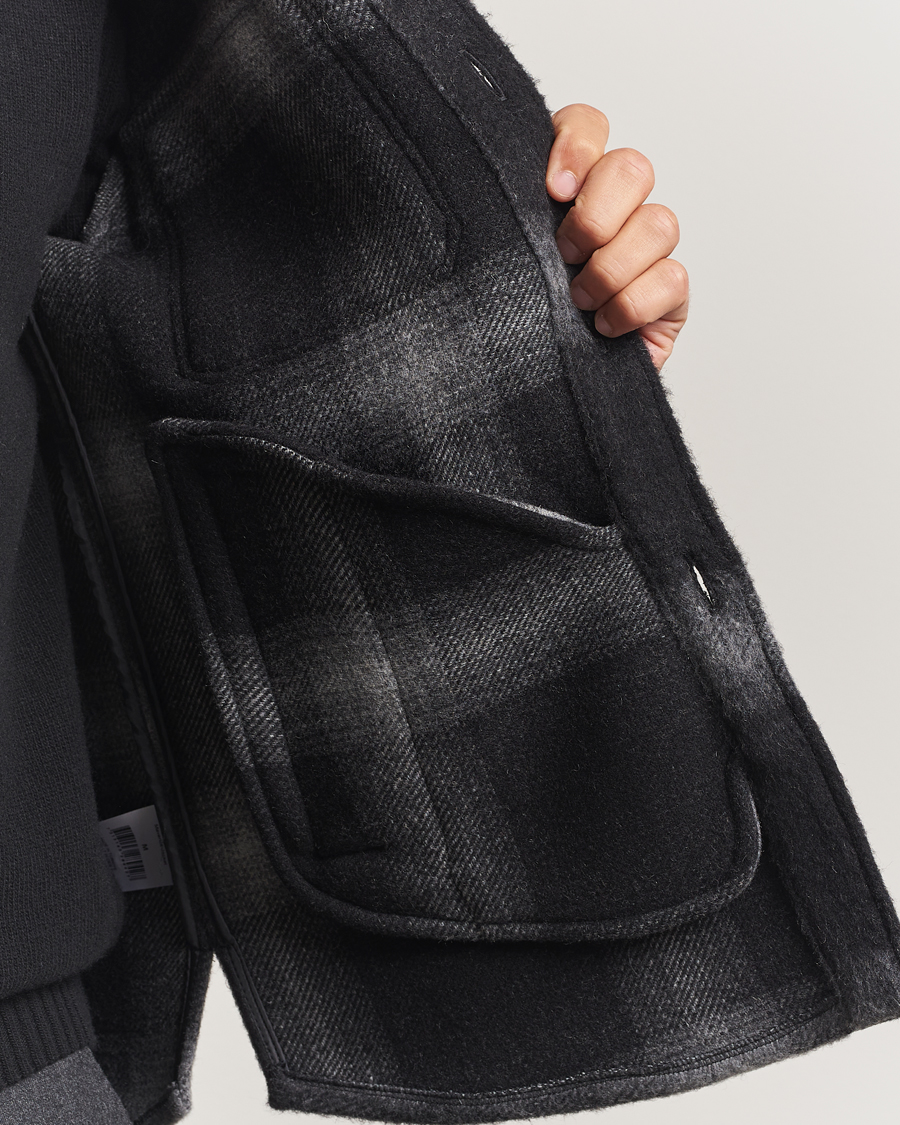 Men | Coats & Jackets | Oscar Jacobson | Maverick Checked Wool Shirt Jacket Grey