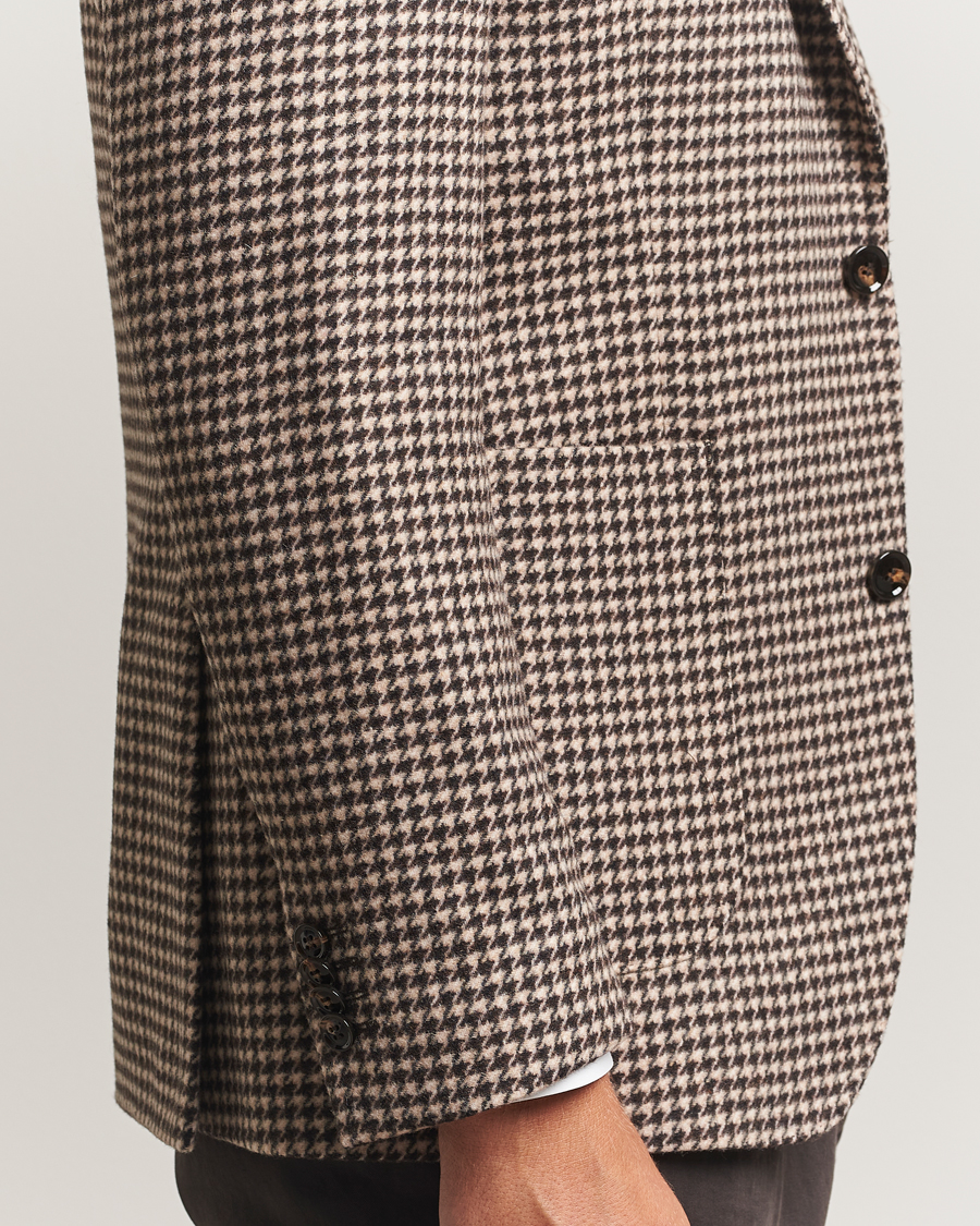 Men | Blazers | Oscar Jacobson | Fogerty Houndstooth Wool Blazer Brown