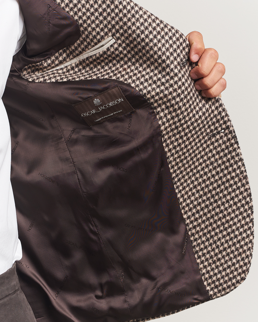 Men | Blazers | Oscar Jacobson | Fogerty Houndstooth Wool Blazer Brown