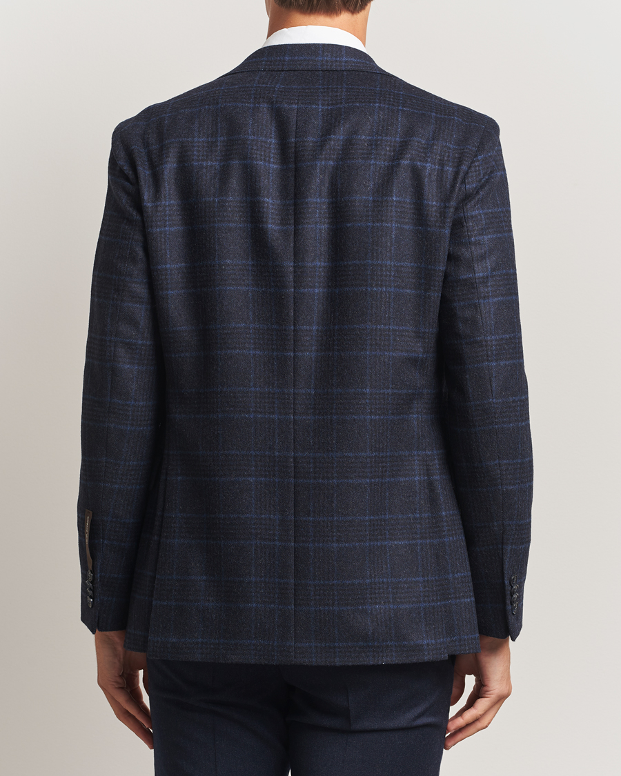 Men | Blazers | Oscar Jacobson | Fogerty Checked Wool Blazer Navy